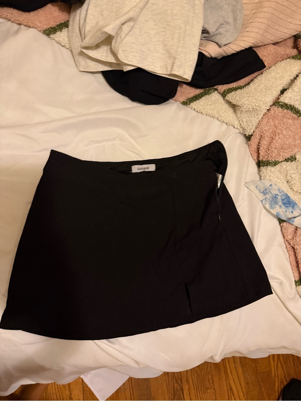 Garage Black Mini Skirt with Side Zipper
